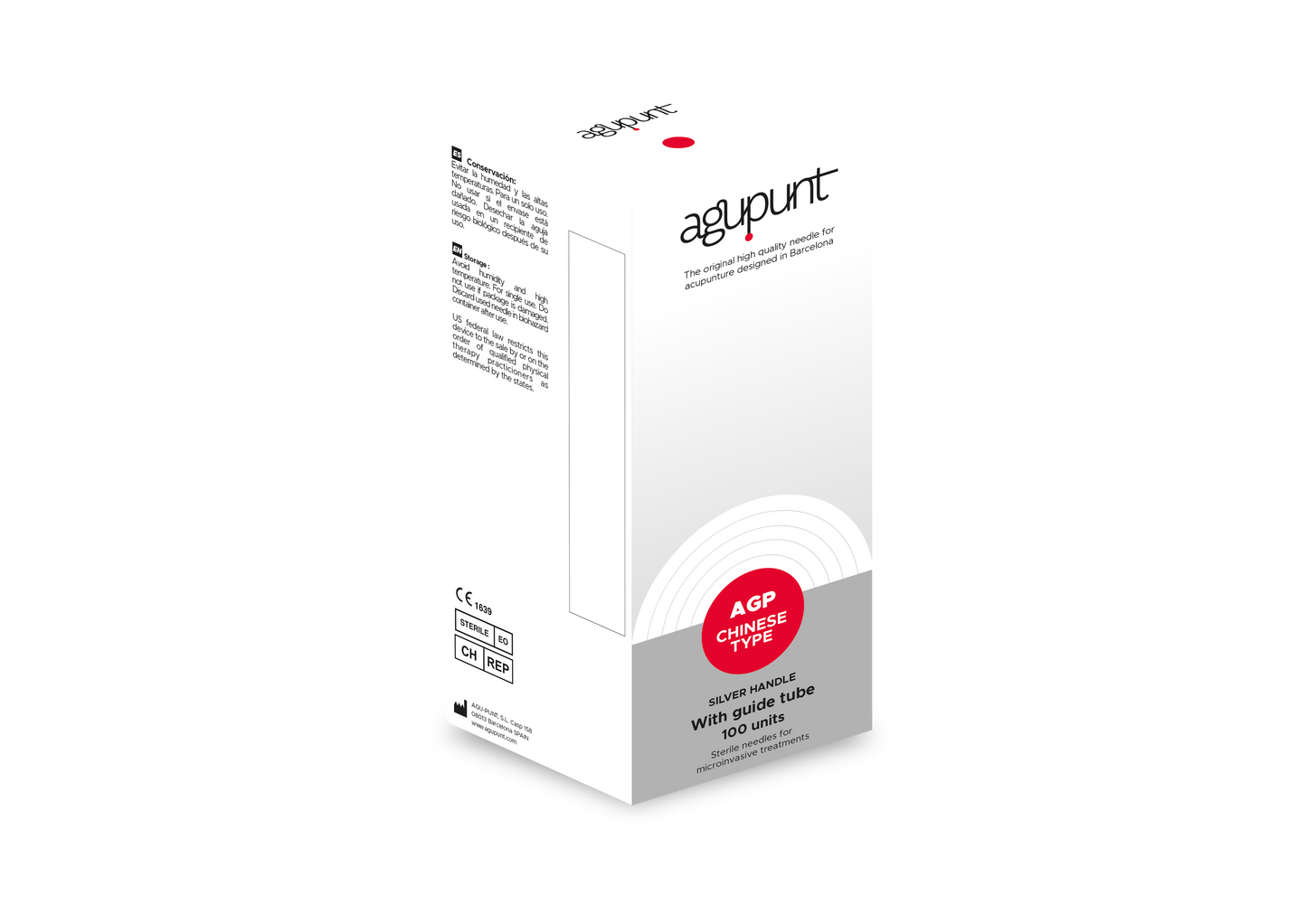 Acupunctuur : chinese type zilveren handgreep met geleidebuis